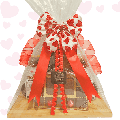 Romantic Valentine’s Day wine and cheese board gift prepared in Calgary