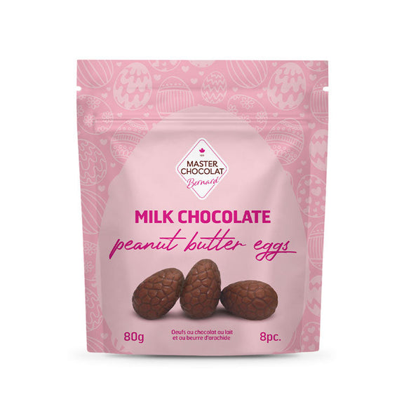 Milk chocolate peanut butter Easter eggs by Master Chocolat, wrapped in festive spring packaging, perfect as a sweet seasonal gift add-on.