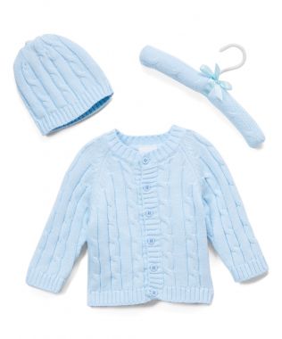 *Cable Knit Cardigan Sweater & Hat - Various Colours